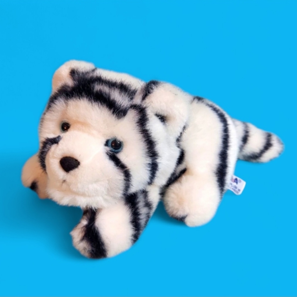 Vintage Aurora A&A White Baby Tiger Cub Plush Stuffed Animal 9"